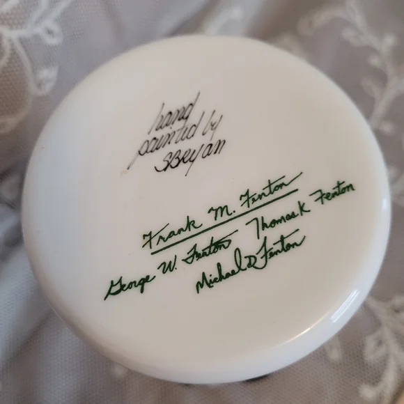 Vintage Signed Fenton Vase Hand Painted Beaded Milk Glass - Picture 10 of 12